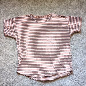 Madewell orange and white striped cotton short sleeve T-shirt size medium
